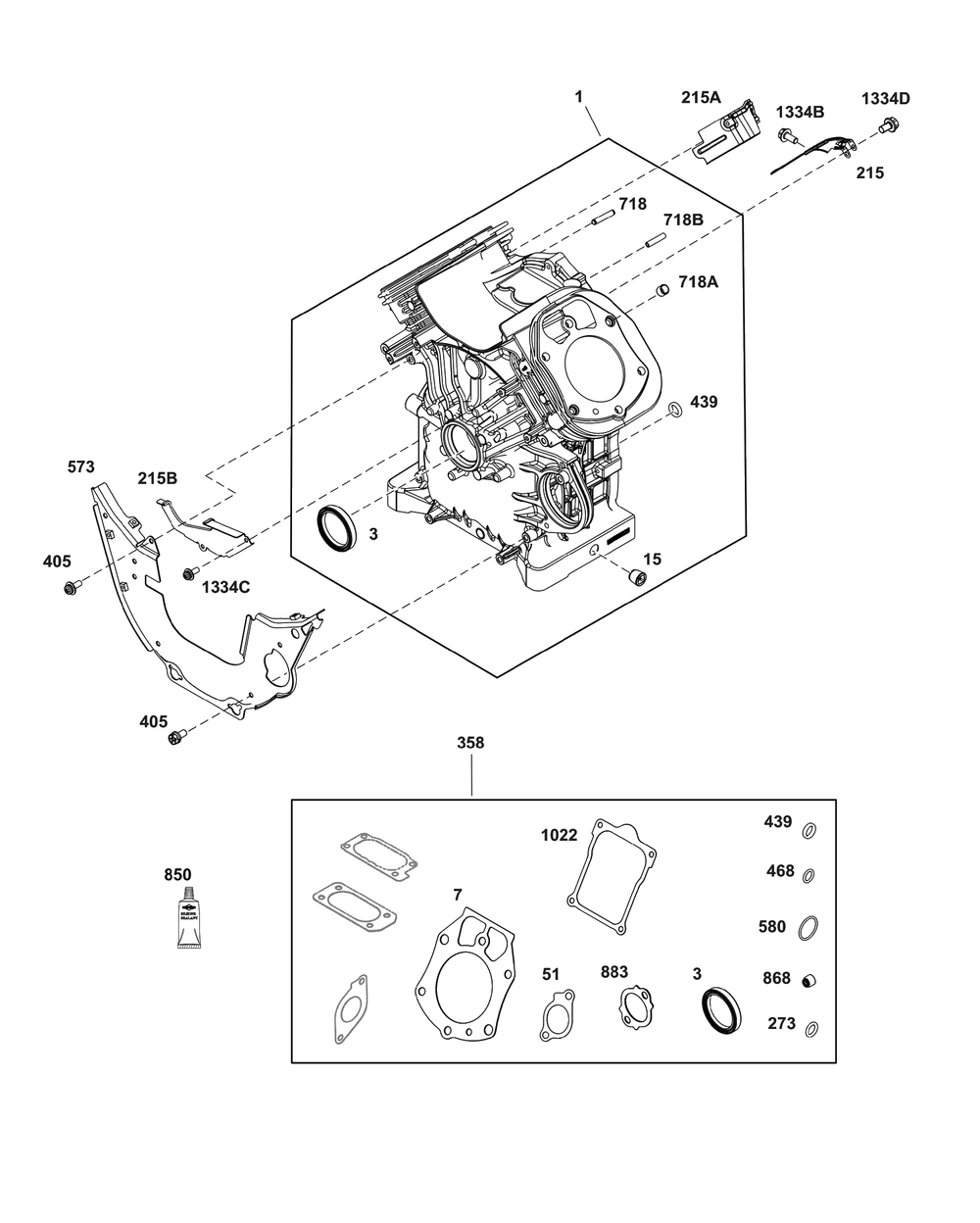 Cylinder Group Diagram and Parts List for 61G277-0039-J1  Briggs and Stratton Engine